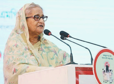 Prime Minister Sheikh Hasina addressing at a function as the chief guest celebrate the 104th birth anniversary of Father of the Nation Bangabandhu Sheikh Mujibur Rahman and National Children’s Day 2024 on Sunday.