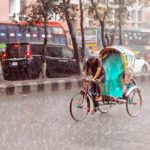 Severe traffic snarl occurs in different city roads due to rain on Tuesday afternoon. The snap was taken from Shahbag area.