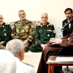 Iran's Supreme Leader Ayatollah Ali Khamenei speaking to a group commanders of the Iranian armed forces in Tehran on April 21, 2024.