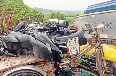 Three members of a family dieda truck crushed motorcycle in Bhanga upazila of Faridpur