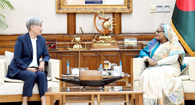 Australian Foreign Minister Senator Penny Wong paid a courtesy call on Prime Minister Sheikh Hasina at her official residence Ganabhaban on Tuesday.