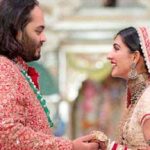 Anant Ambani and his wife Radhika Merchant during the ceremony in Mumbai