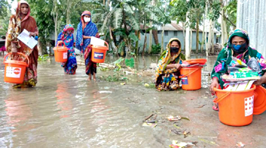 Flood-hit families in Bangladesh